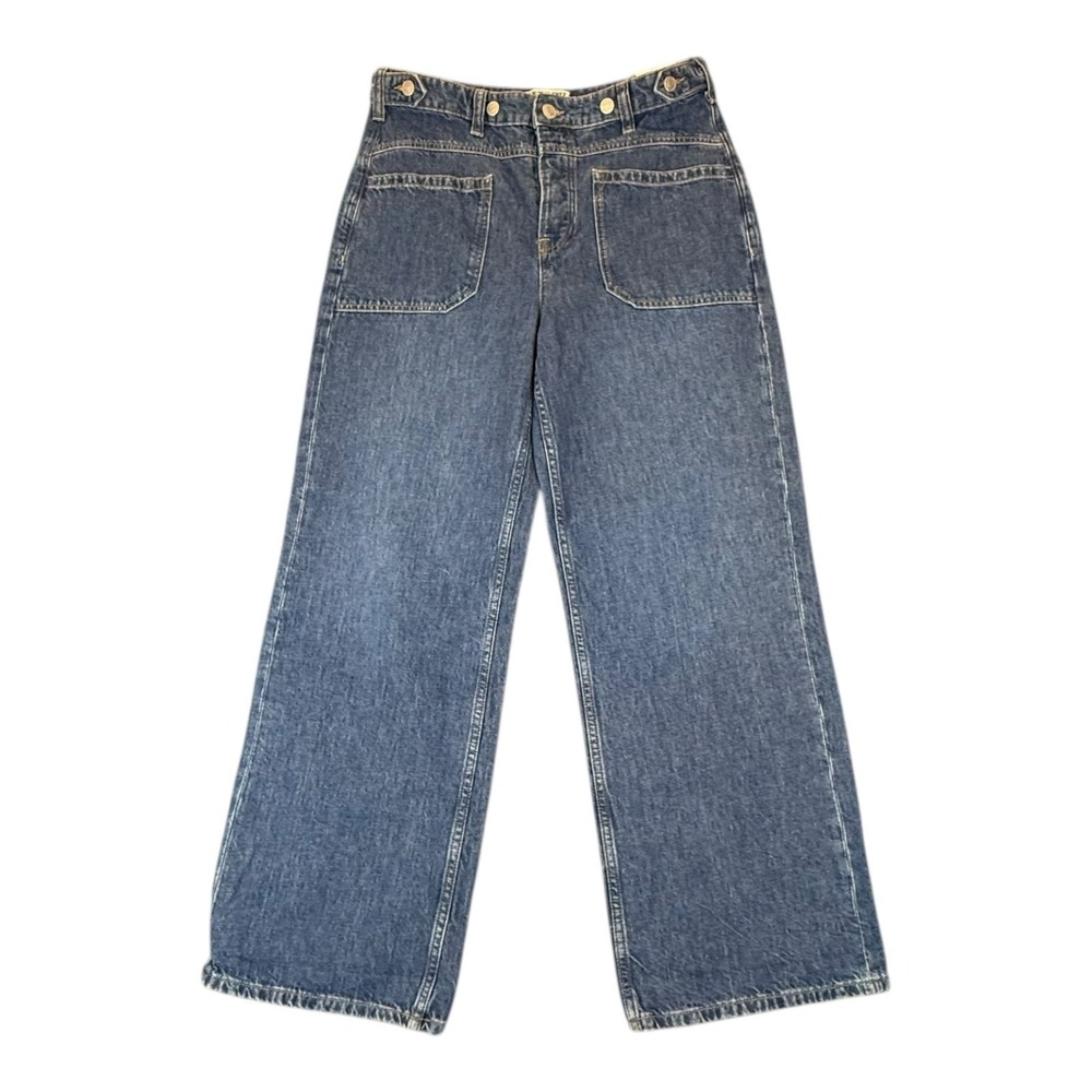 Free People Jeans Womens 29 We The Free High Waisted Button Fly Wide Leg